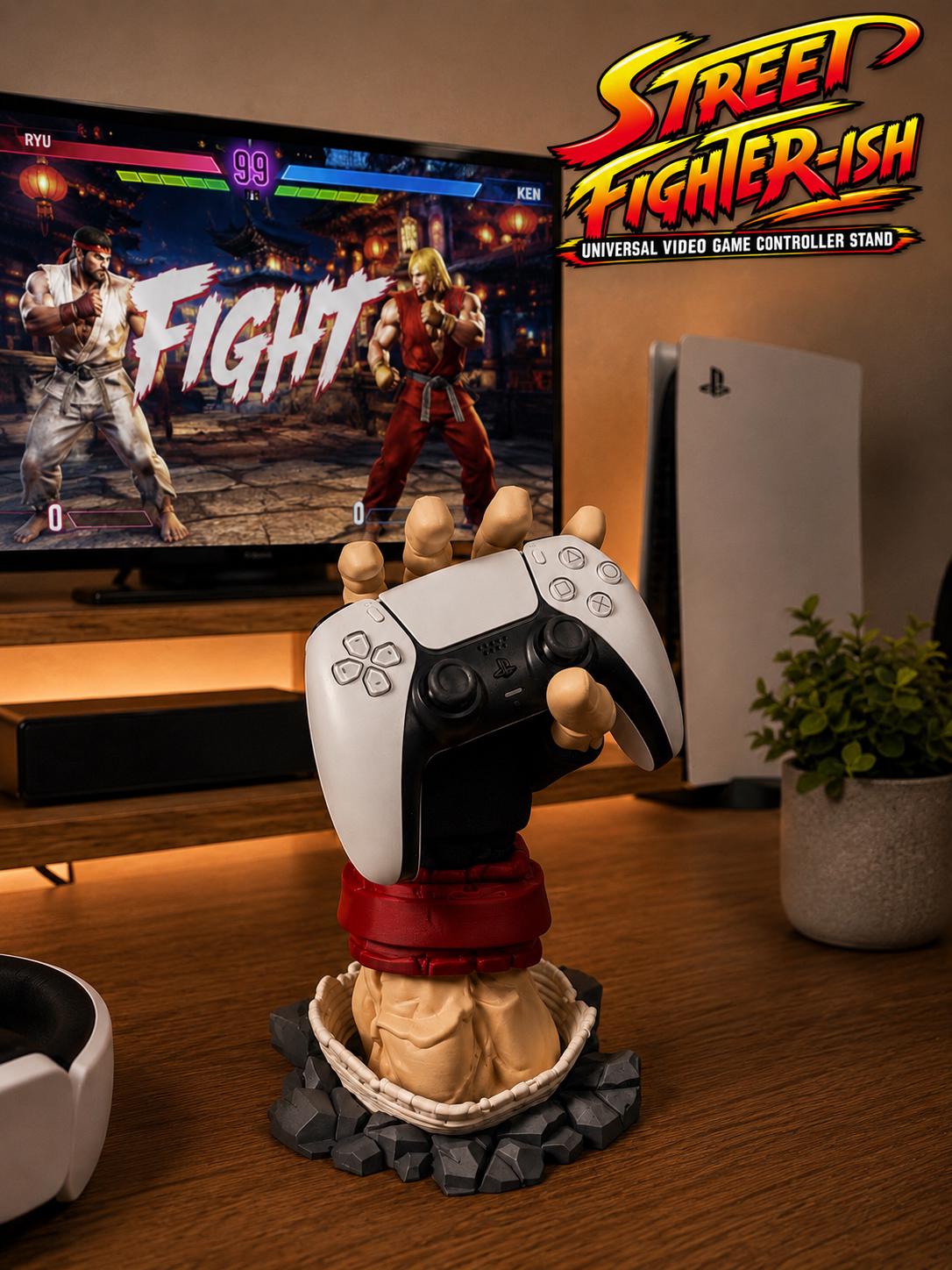 Street Fighter-Inspired 3D Printed Universal Video Game Controller Stand