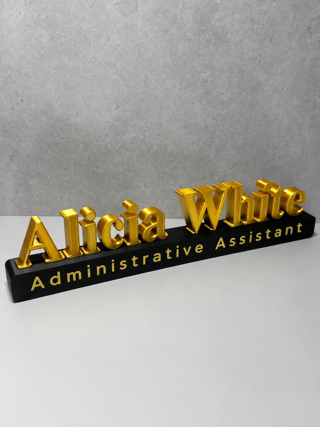 Custom Weighted Desk Name Plate with Job Title