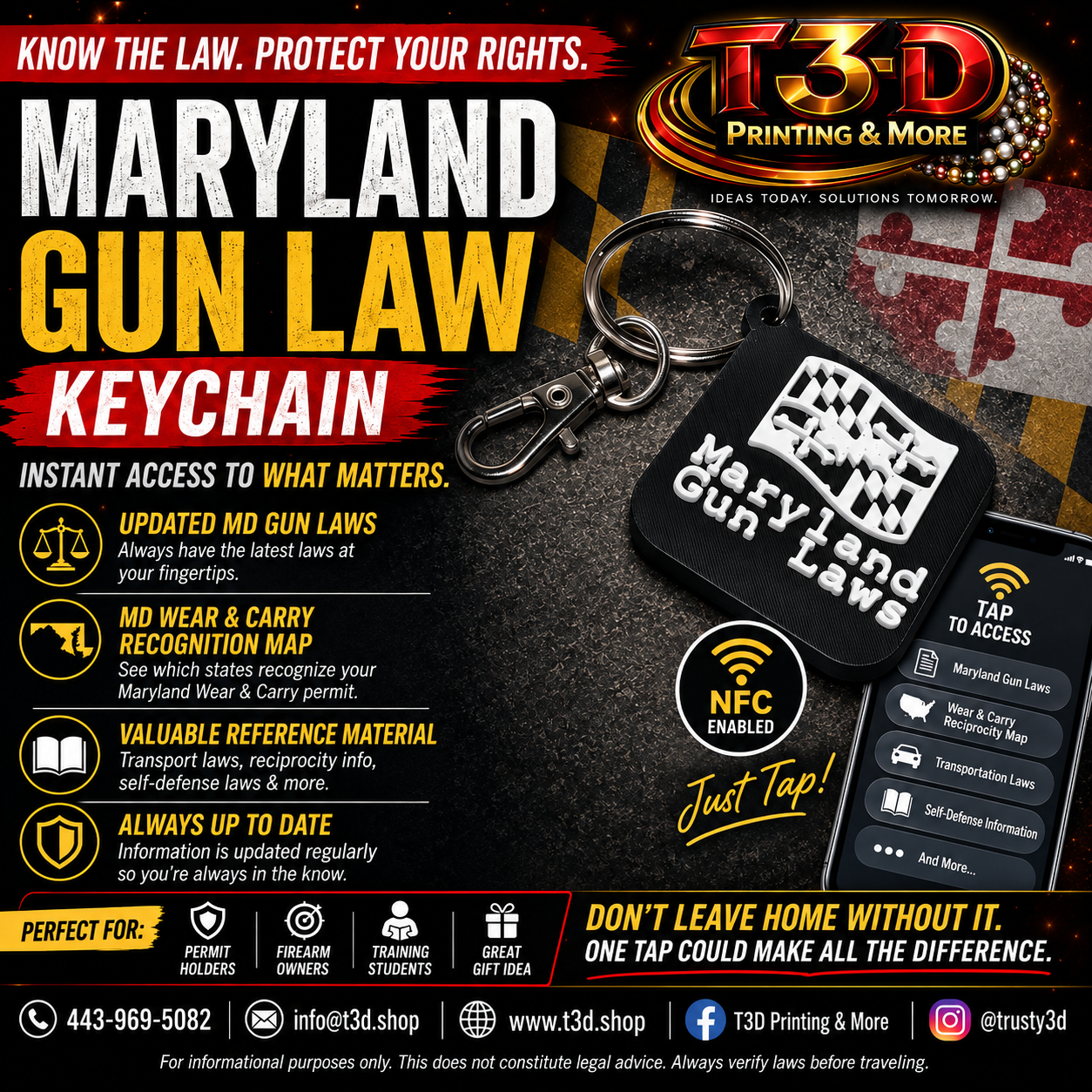 Maryland Gun Laws NFC Keychain