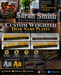 Custom Weighted Desk Name Plate with Job Title